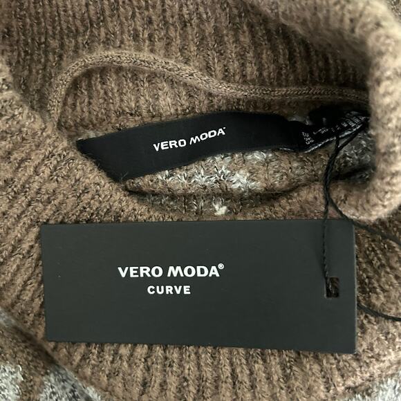 Vero Moda Women's Curve Animal Print Mock Neck Pullover Sweater Plus 1X New - Picture 6 of 9